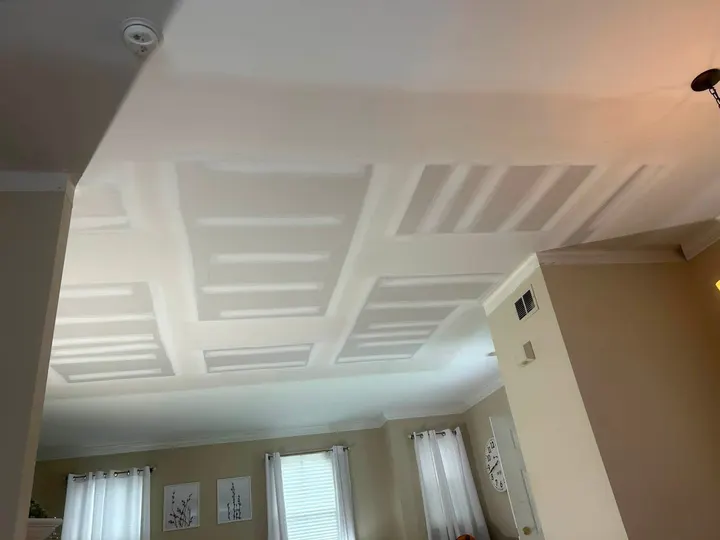 Coffered drywall ceiling finished by Drywall Solutions and Services in Tampa